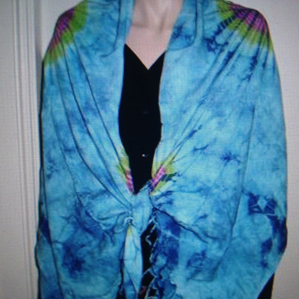 Stunning, Aquamarine Tie Dye, Wrap, Shawl, Sarong