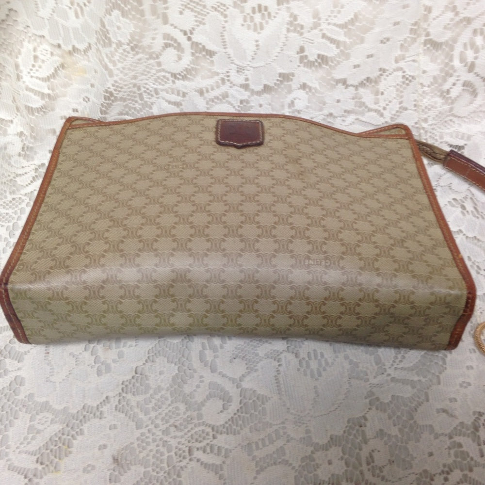 Celine, Cream Macadam 2-way Clutch, Crossbody HBag
