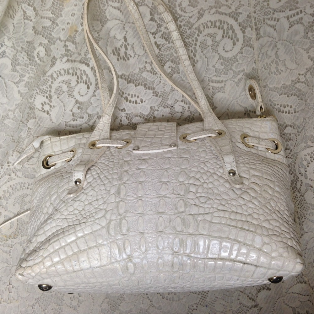 Jimmy Choo White Crocodile Leather Hand Bag