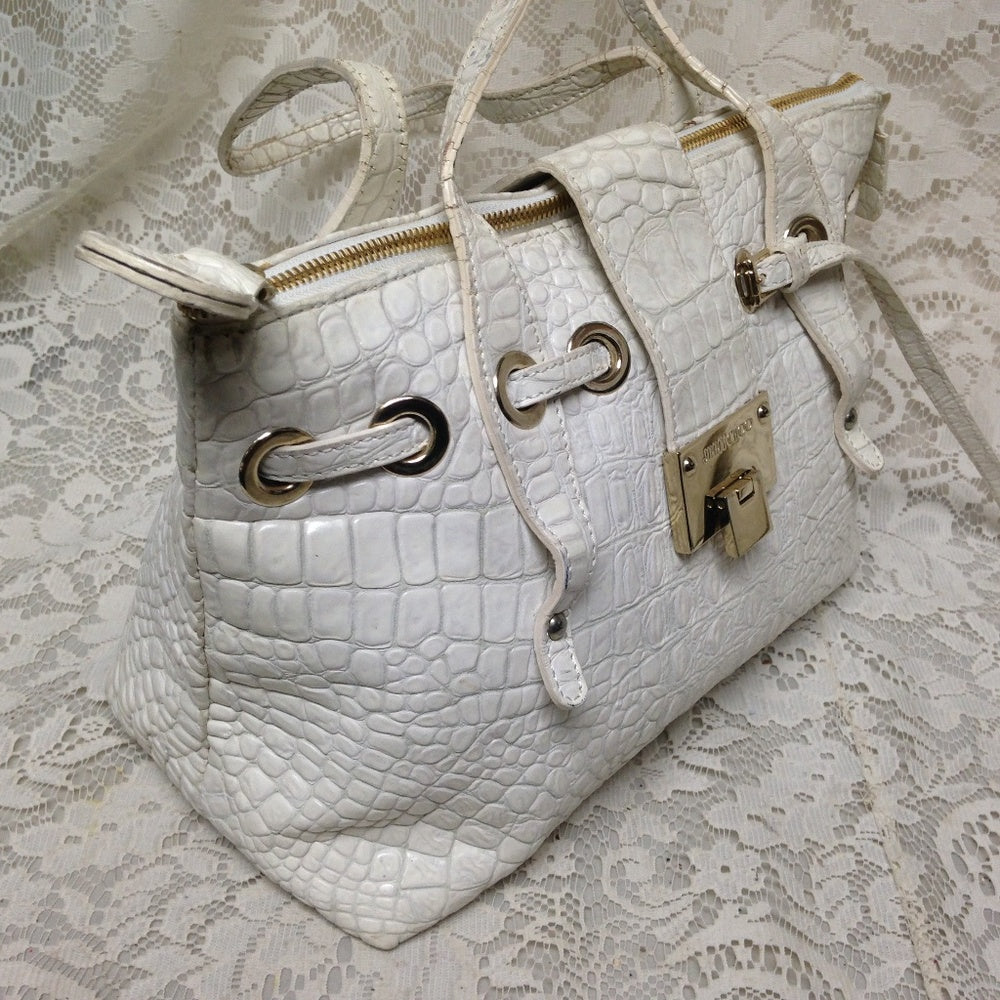 Jimmy Choo White Crocodile Leather Hand Bag