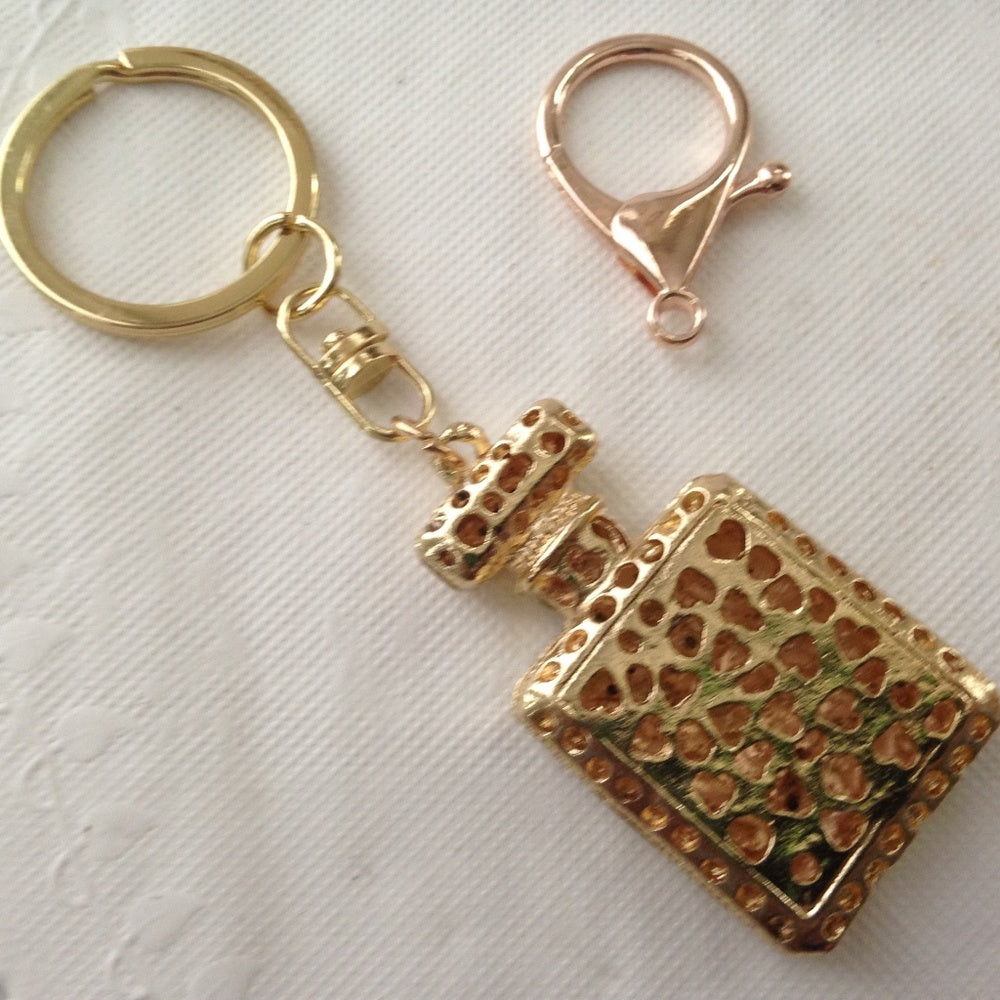 Stunning, 2-Way Perfume Bottle Rhinestone Handbag Charm- Key Chain
