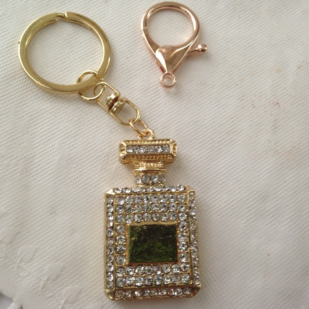 Stunning, 2-Way Perfume Bottle Rhinestone Handbag Charm- Key Chain