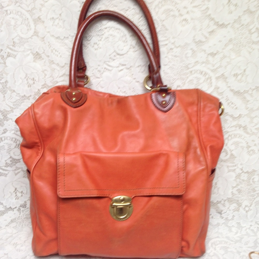 Marc Jacobs Orange Leather Weekend-Travel Tote