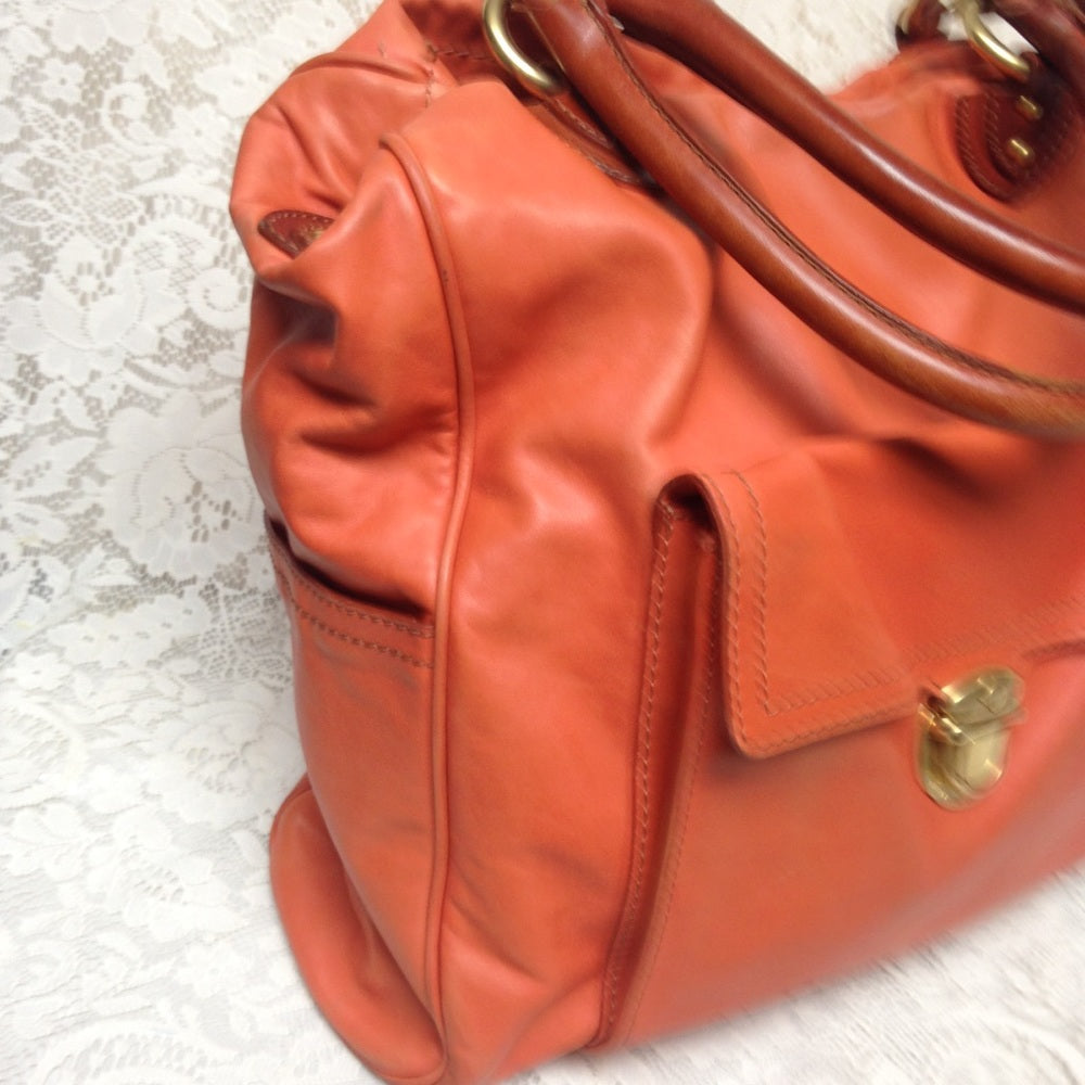 Marc Jacobs Orange Leather Weekend-Travel Tote
