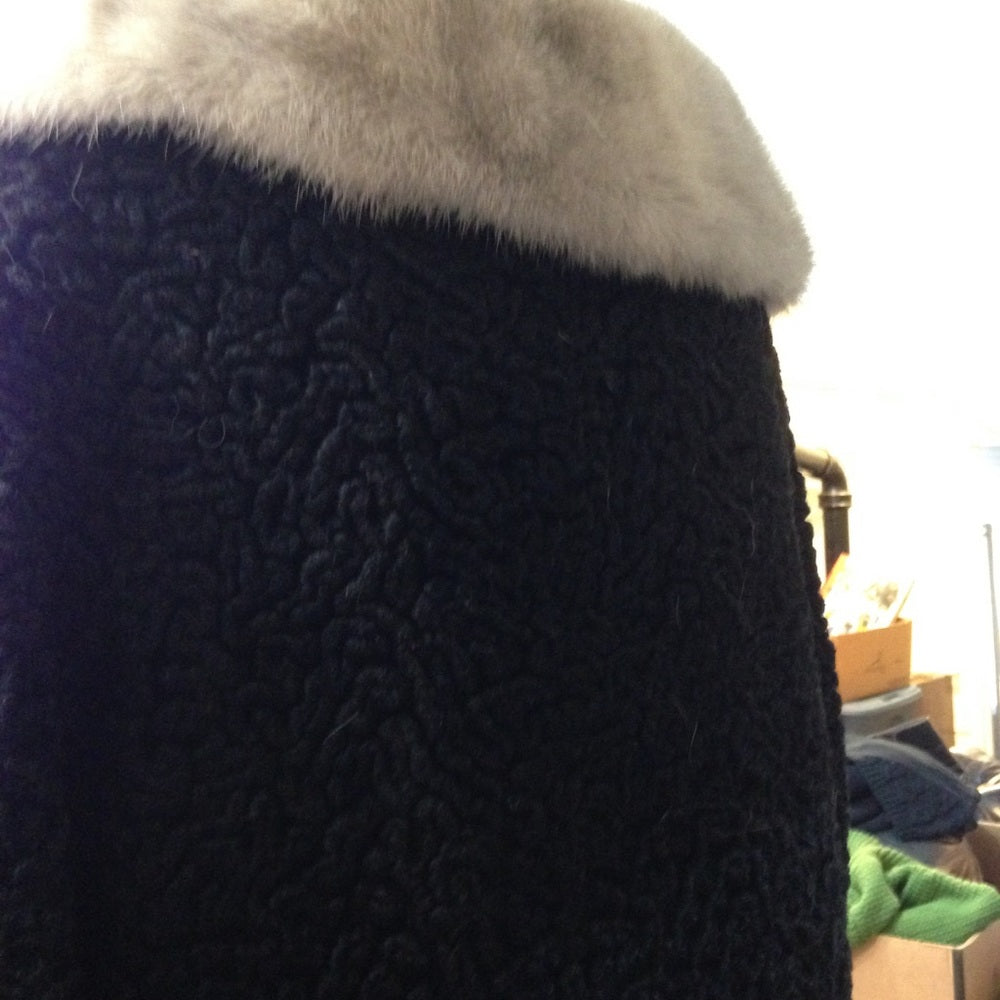 Vintage Mira Curl Black Persian Lamb Dress Coat(L)