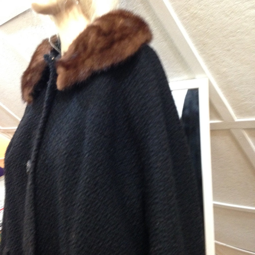Vintage Jean Sutton Black Faux Persian Lamb Coat