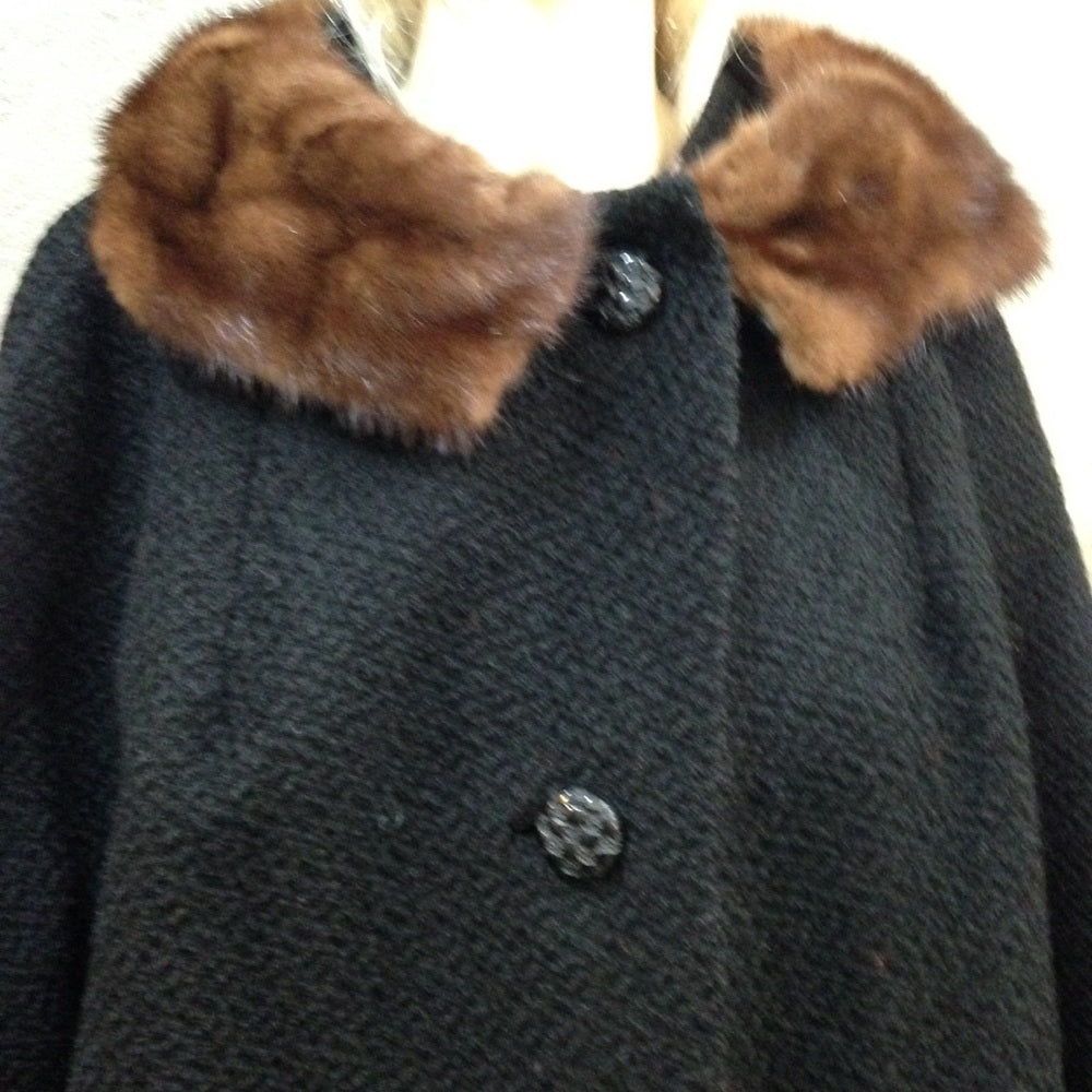 Vintage Jean Sutton Black Faux Persian Lamb Coat