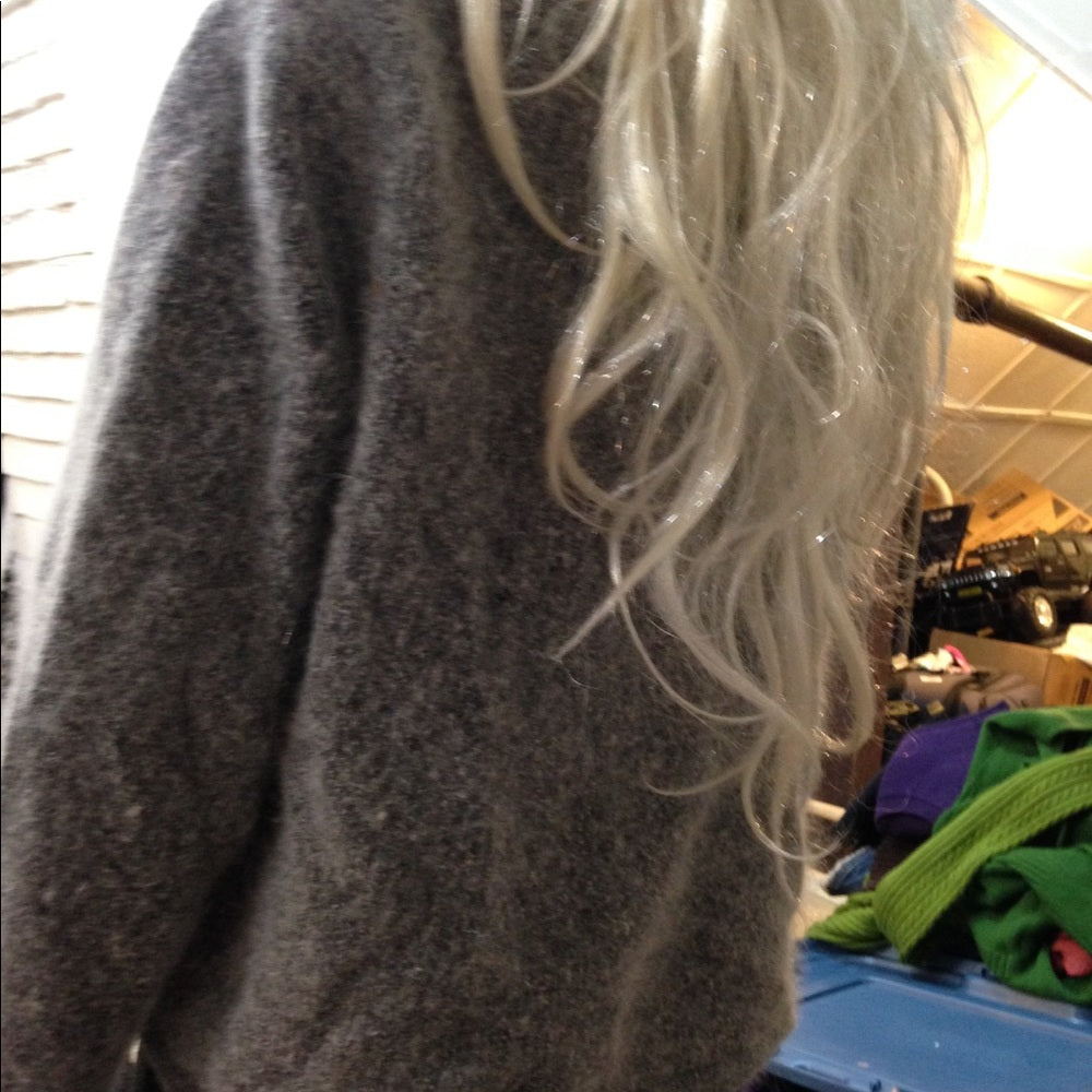 Dressbarn, Gray Floral Silk-Angora Cardigan (L)