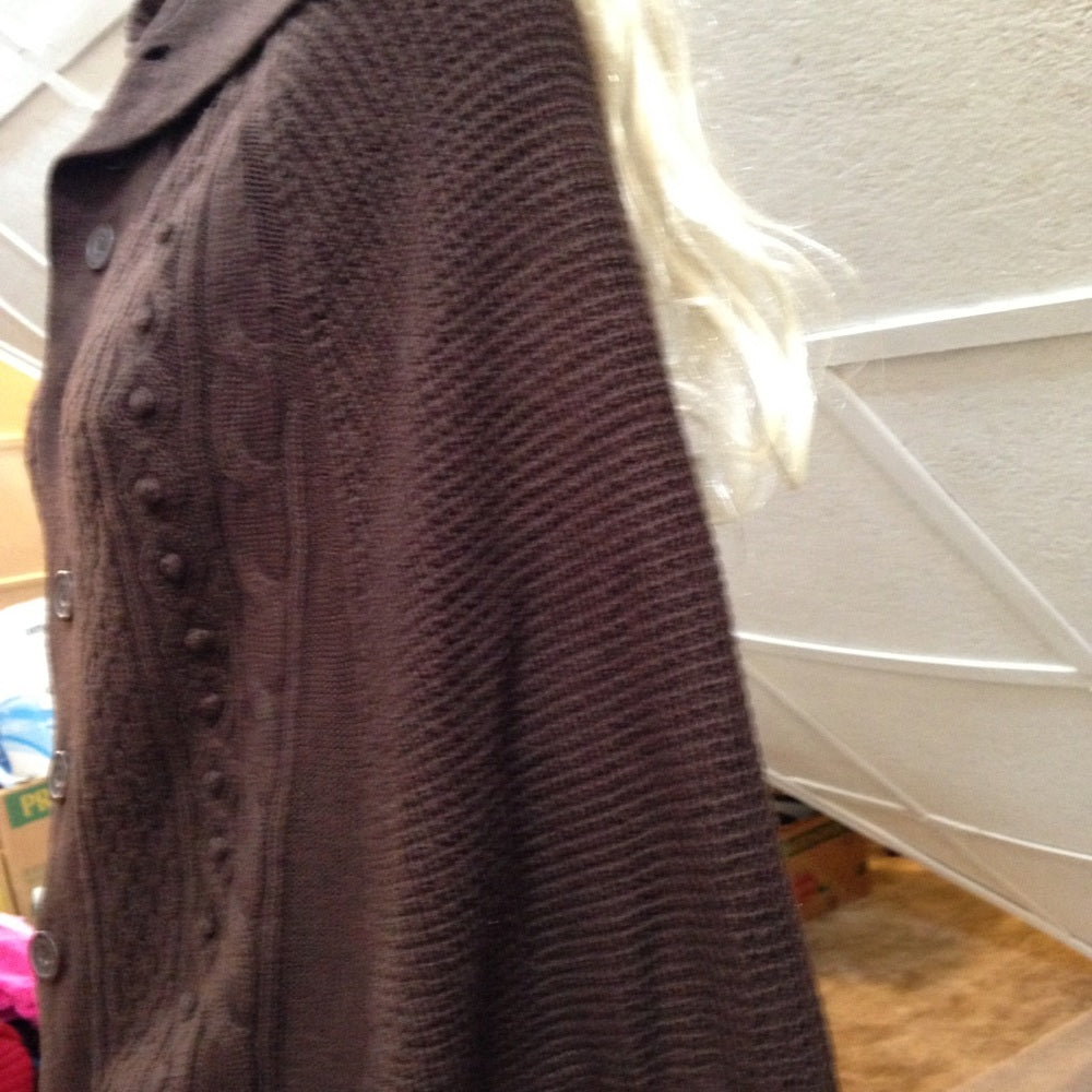 Dialogue Brown Sweater Shawl Cape (OS)
