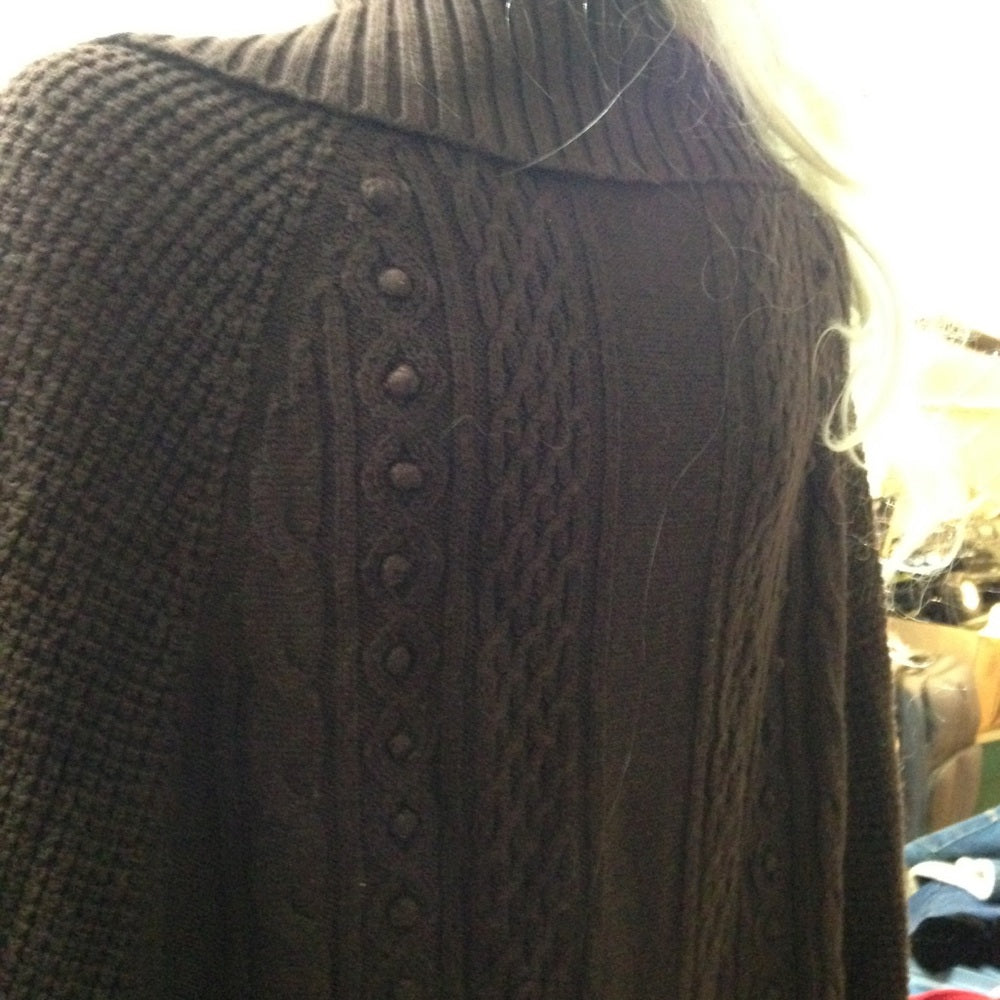Dialogue Brown Sweater Shawl Cape (OS)
