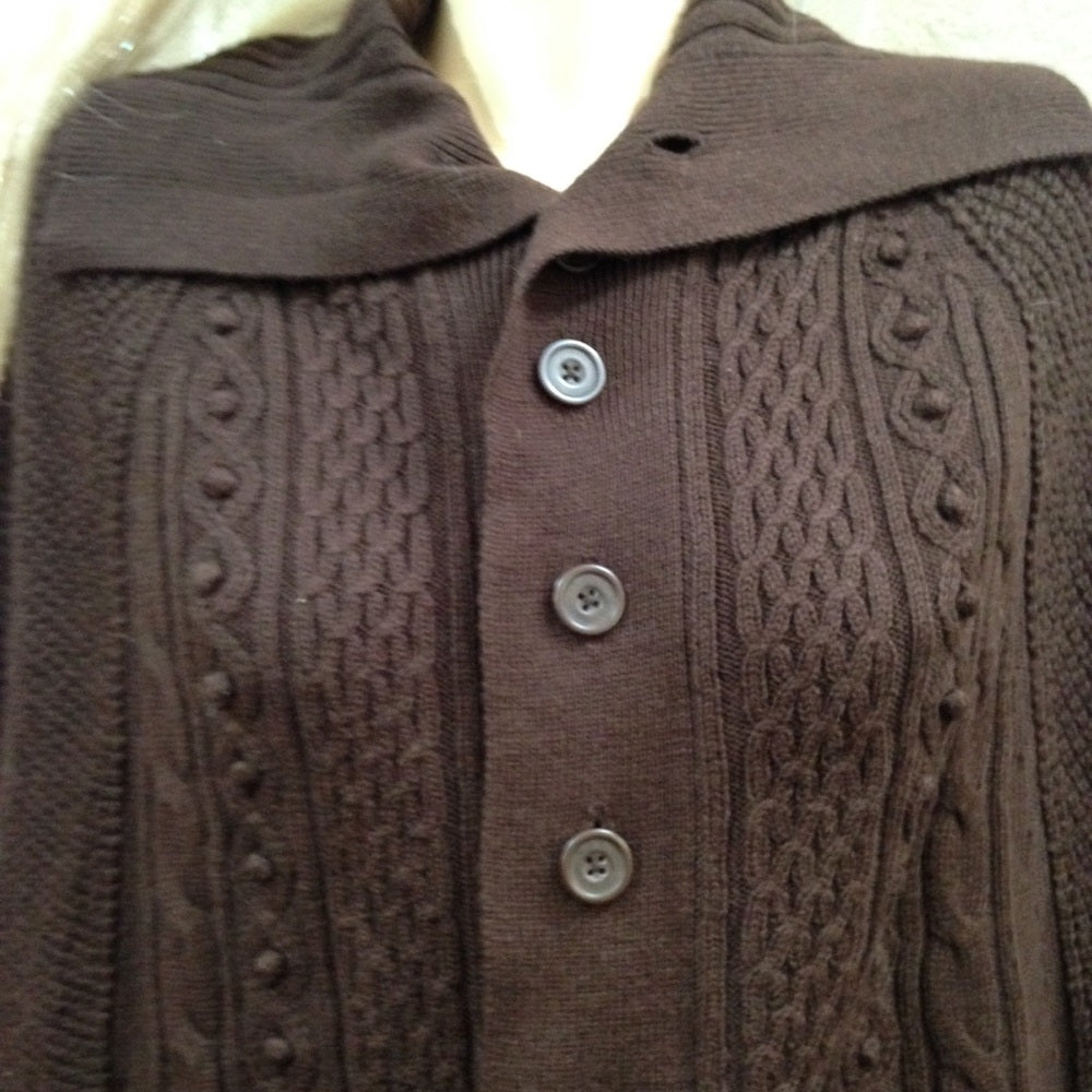 Dialogue Brown Sweater Shawl Cape (OS)