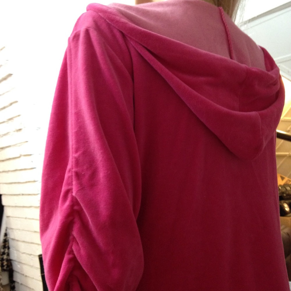 MKM Designs Fuchsia Hooded Velvet Zip Jacket (L)