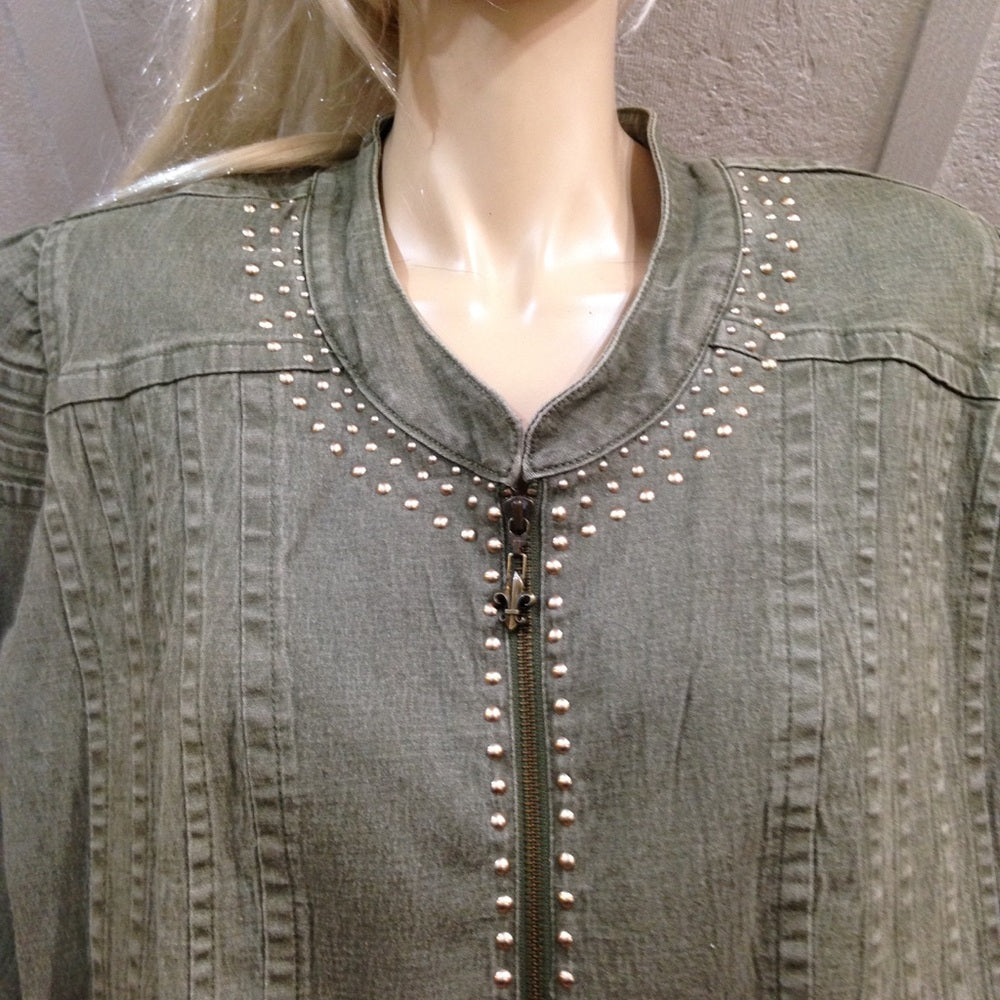 Vintage DG (Diane Gilman) Green Khaki Denim Jacket