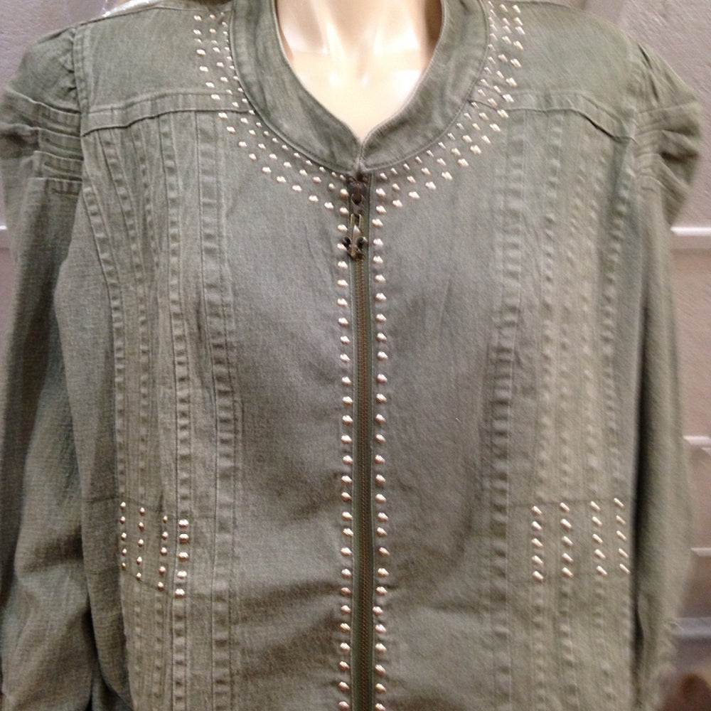 Vintage DG (Diane Gilman) Green Khaki Denim Jacket