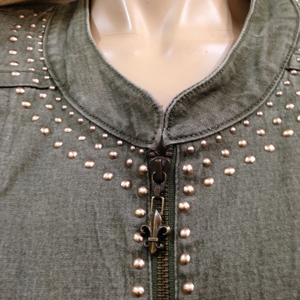 Vintage DG (Diane Gilman) Green Khaki Denim Jacket