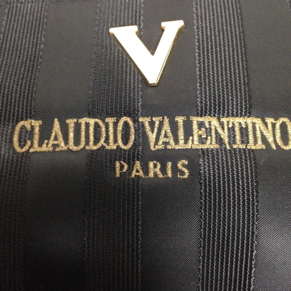 Valentino Black-Gray Stripes Tote Shoulder Bag