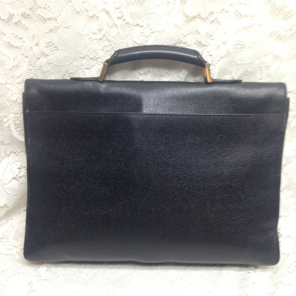 Authentic, Chanel Uni-sex Black Leather Briefcase