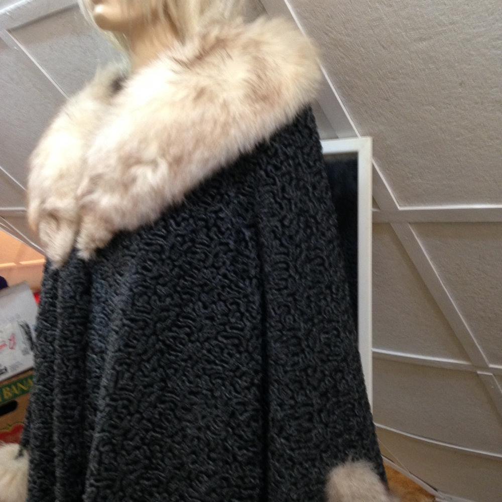 - Astrakin, France Gray Persian Lamb Swing Coat M-L