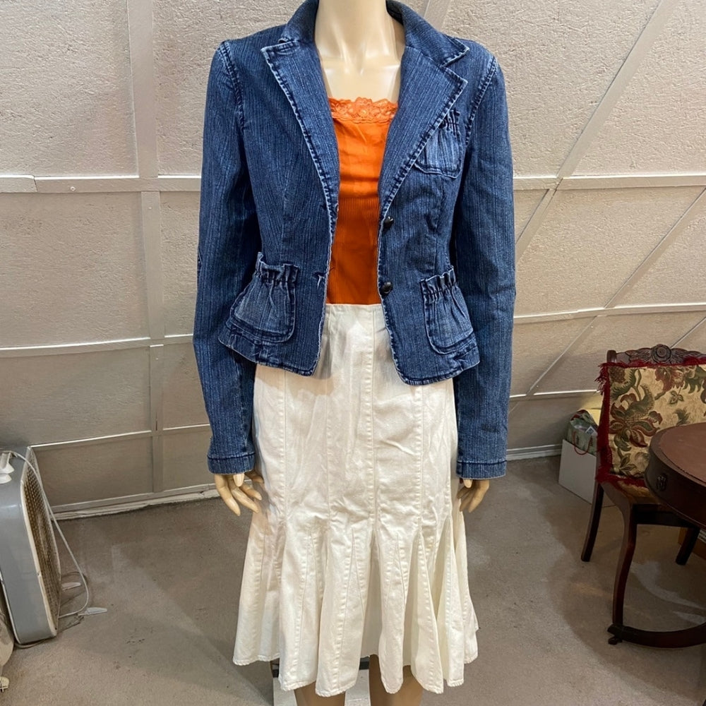 Lauren Jeans Co. White Pleated Jean Skirt - Size 10