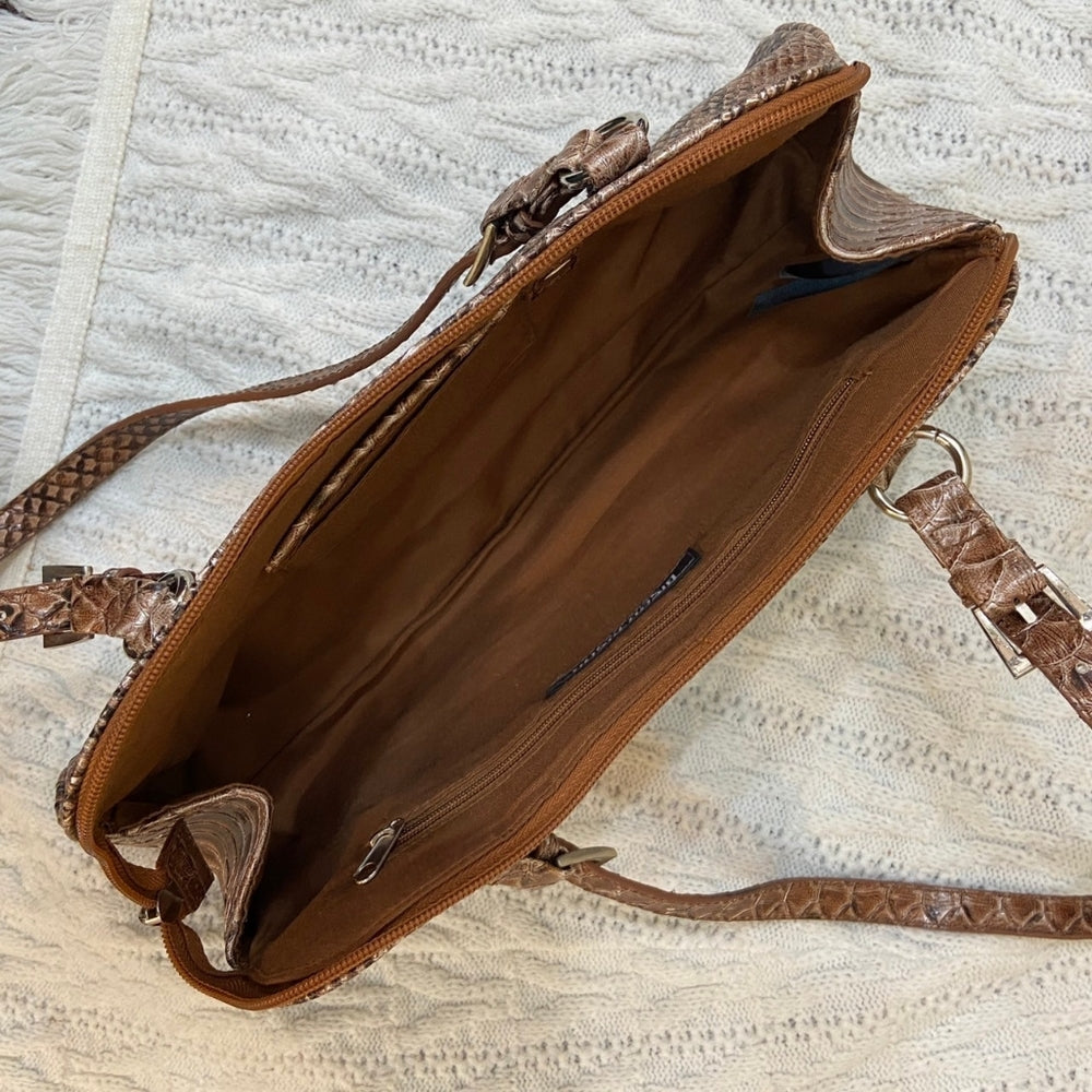 Bisou Bisou, Brown Faux Alligator Hand Bag