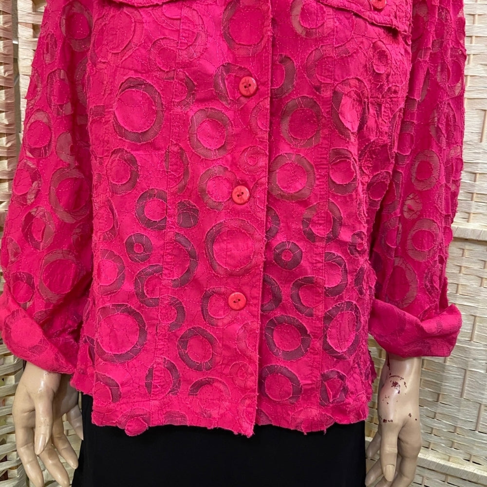 Ruby Rd. Pink Fuchsia Lacy Blouse - Size 20W