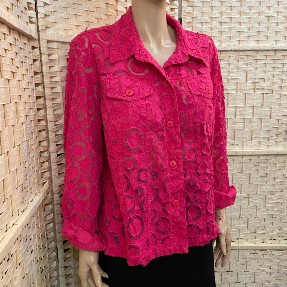 Ruby Rd. Pink Fuchsia Lacy Blouse - Size 20W