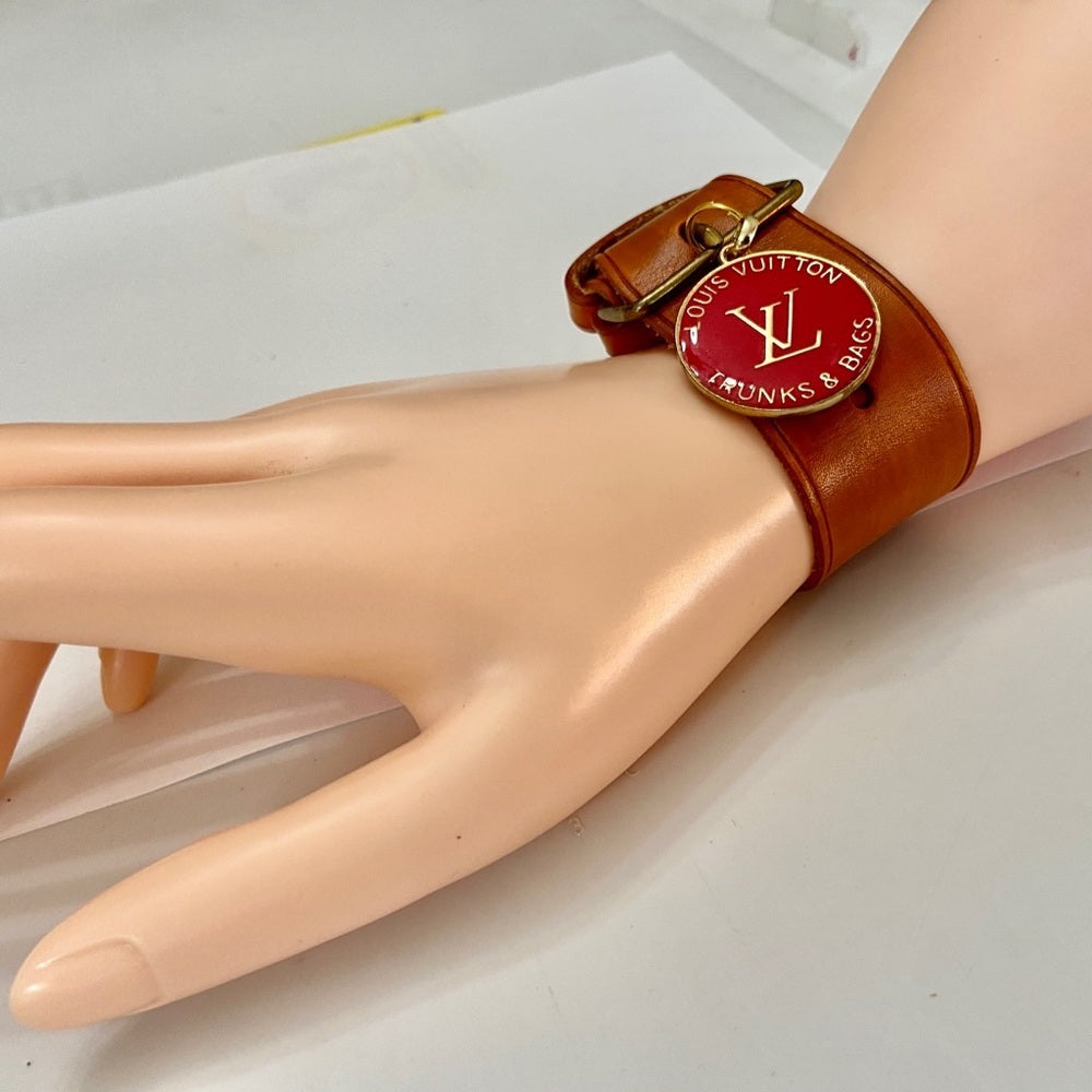 Louis Vuitton Luggage Strap-Bracelet with Red LV Charm (S)