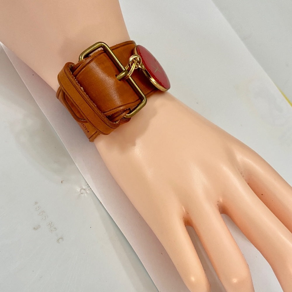 Louis Vuitton Luggage Strap-Bracelet with Red LV Charm (S)