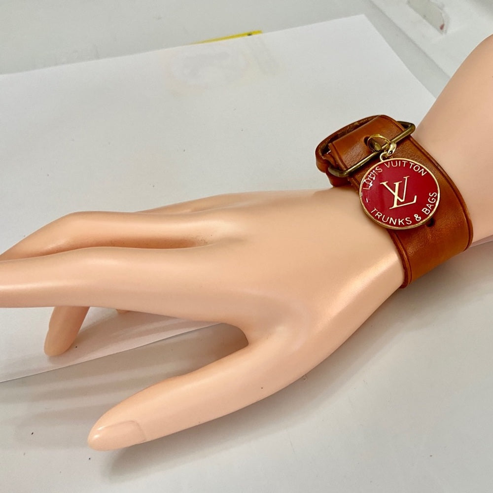 Louis Vuitton Luggage Strap-Bracelet with Red LV Charm (S)