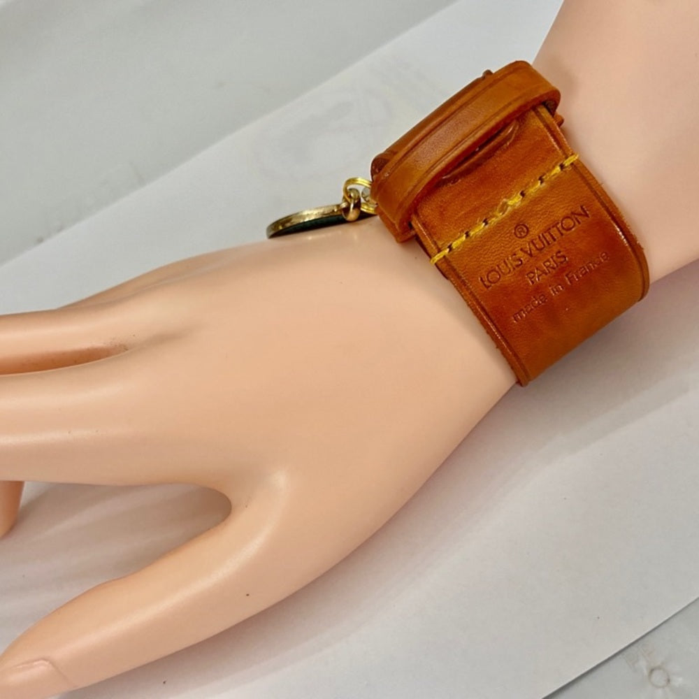 Louis Vuitton Luggage Strap-Bracelet with Aqua Blue Enamel LV Charm (S)