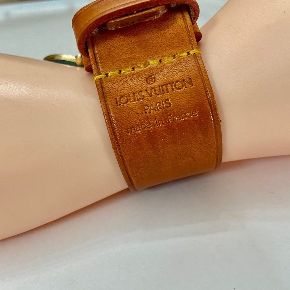 Louis Vuitton Luggage Strap-Bracelet with Aqua Blue Enamel LV Charm (S)