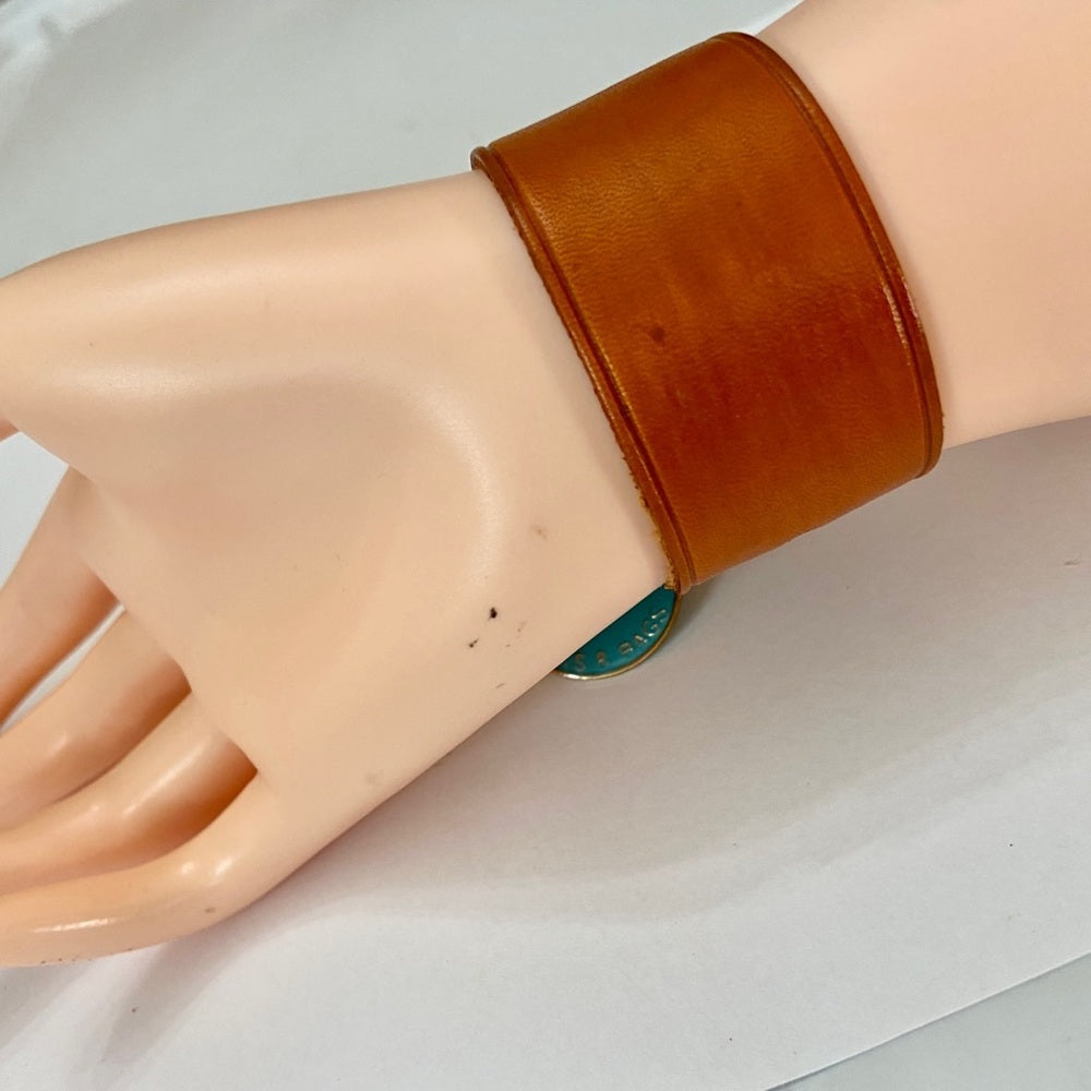 Louis Vuitton Luggage Strap-Bracelet with Aqua Blue Enamel LV Charm (S)