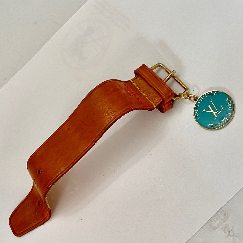 Louis Vuitton Luggage Strap-Bracelet with Aqua Blue Enamel LV Charm (S)