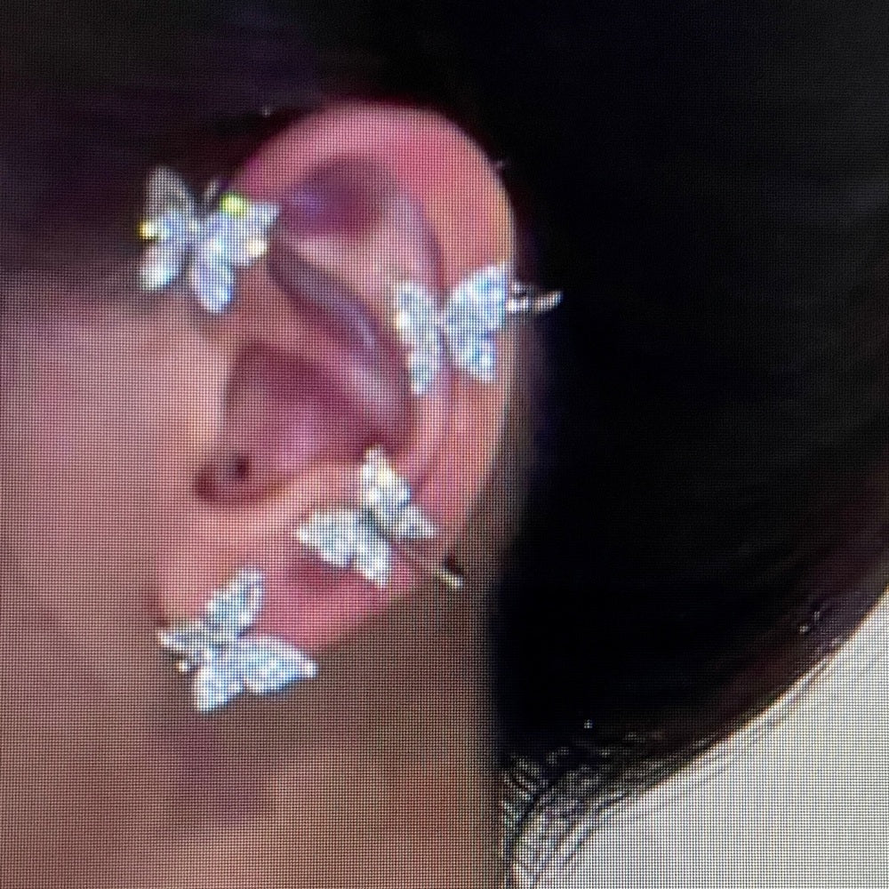 Unique, Elegant Butterfly Silver Clip-on Earrings (Right Side)