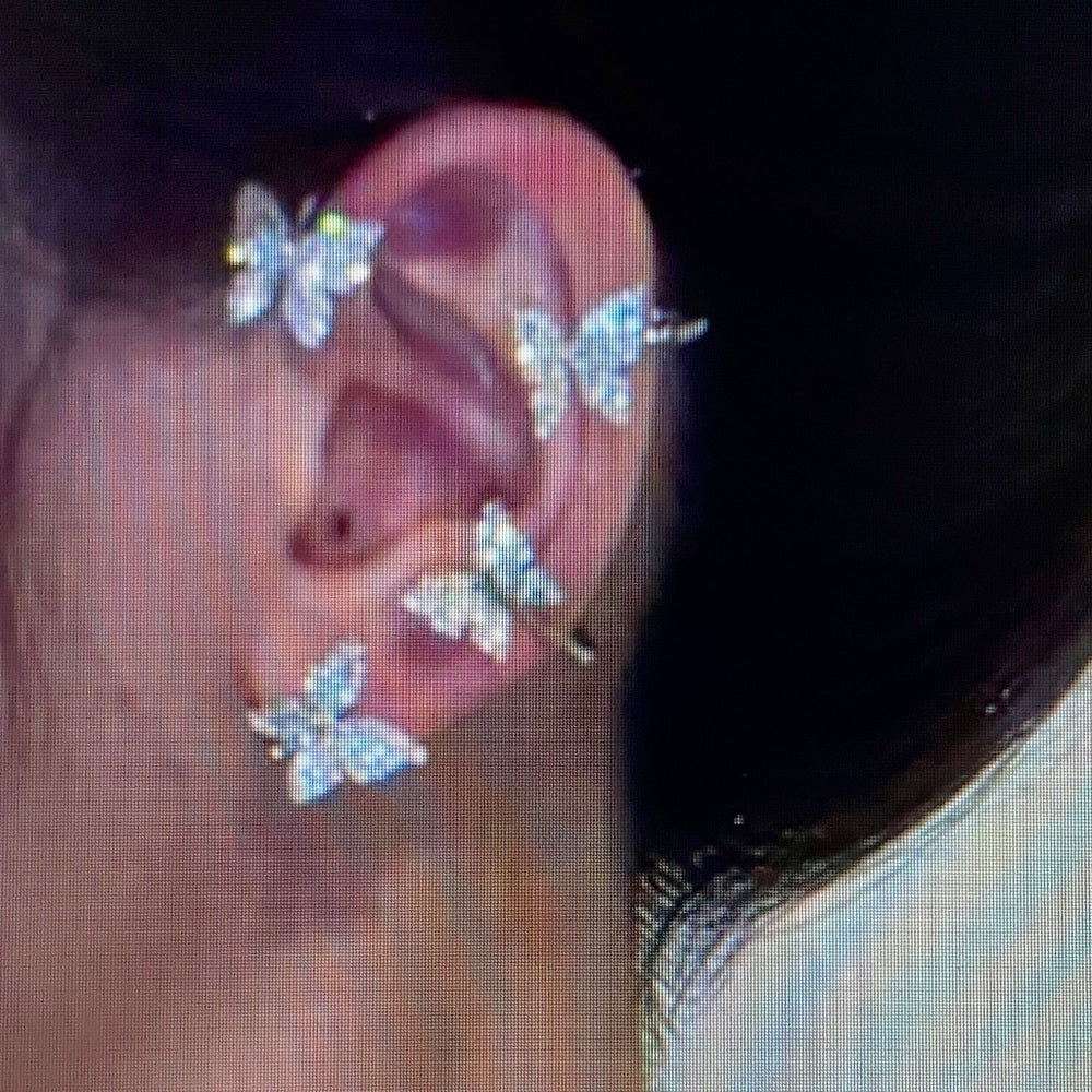 Unique, Elegant Butterfly Gold Clip-on Earrings (Right Side)