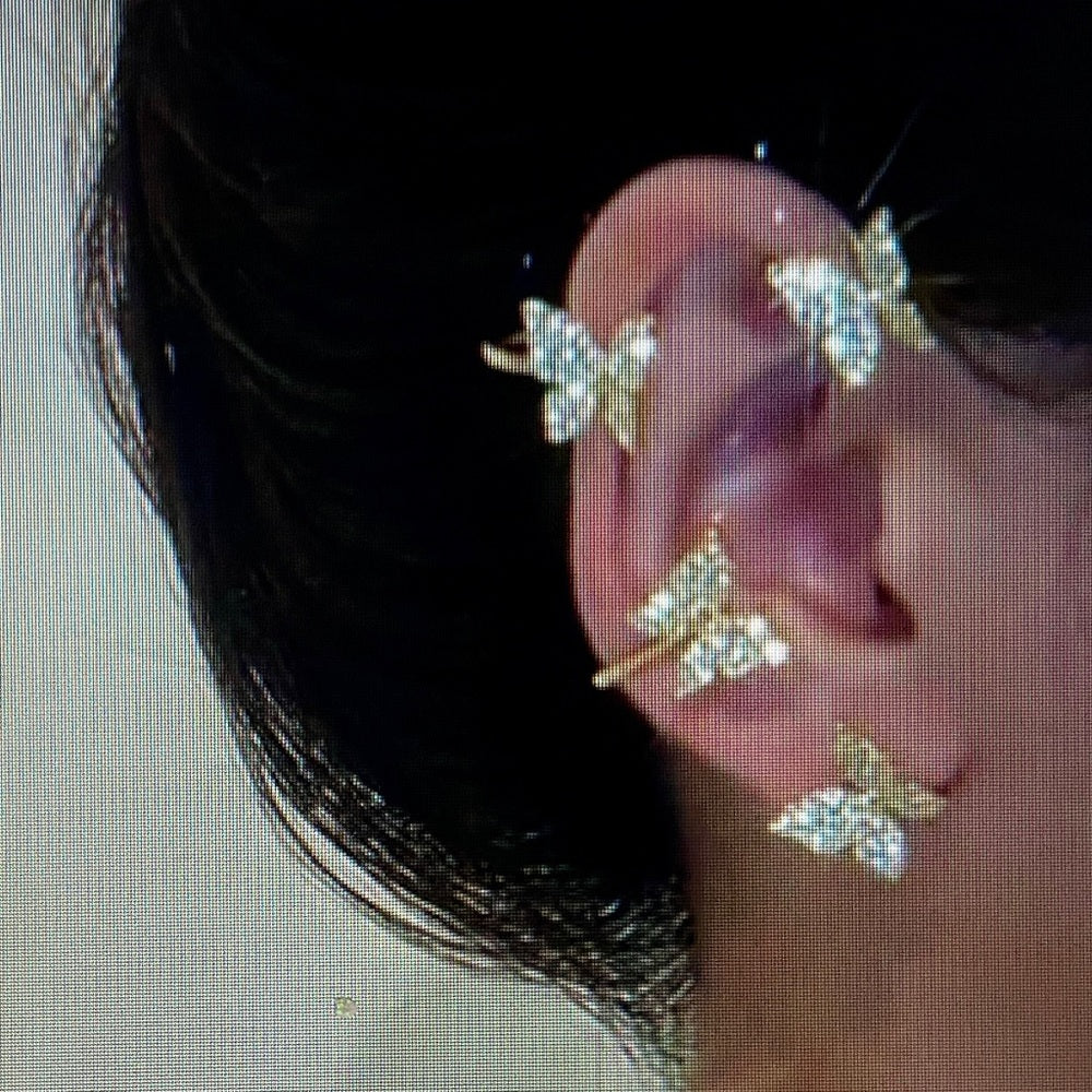 Unique, Elegant Butterfly Gold Clip-on Earrings (Right Side)
