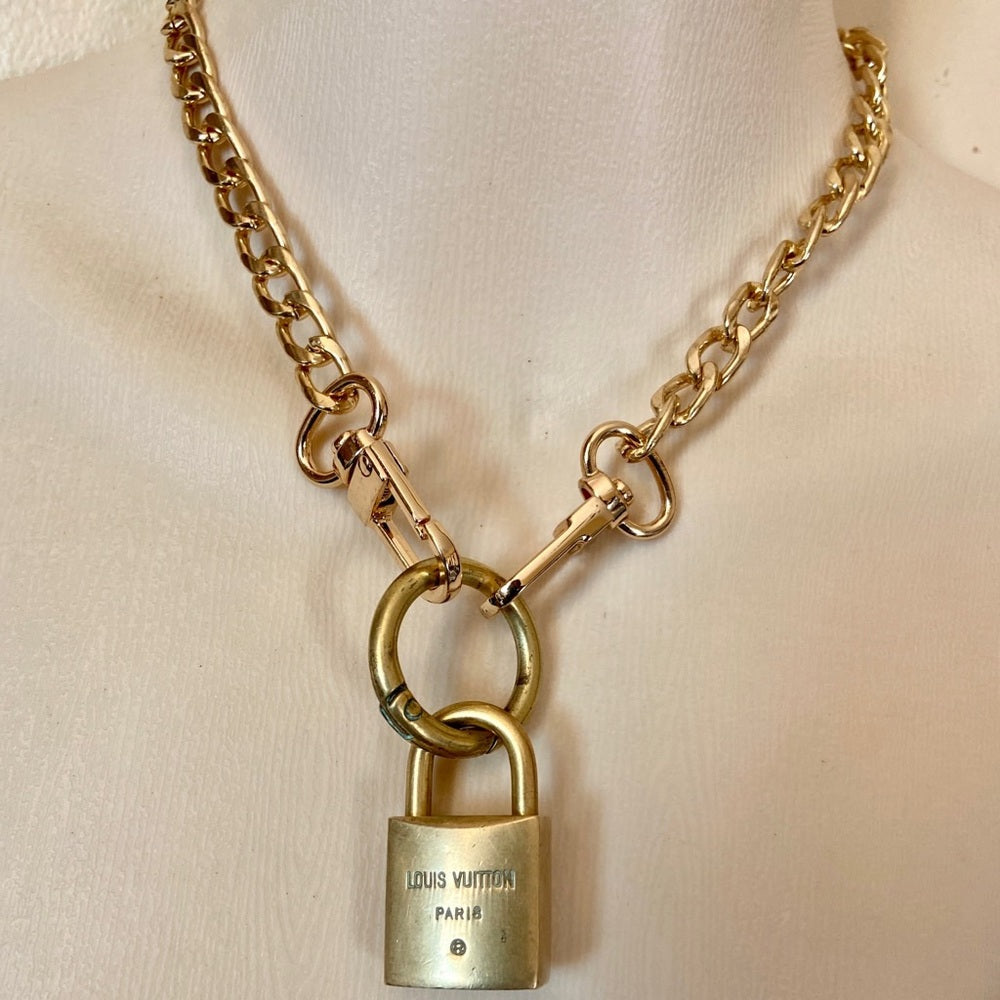 Vintage Louis Vuitton Padlock with 18-in Gold Chain
