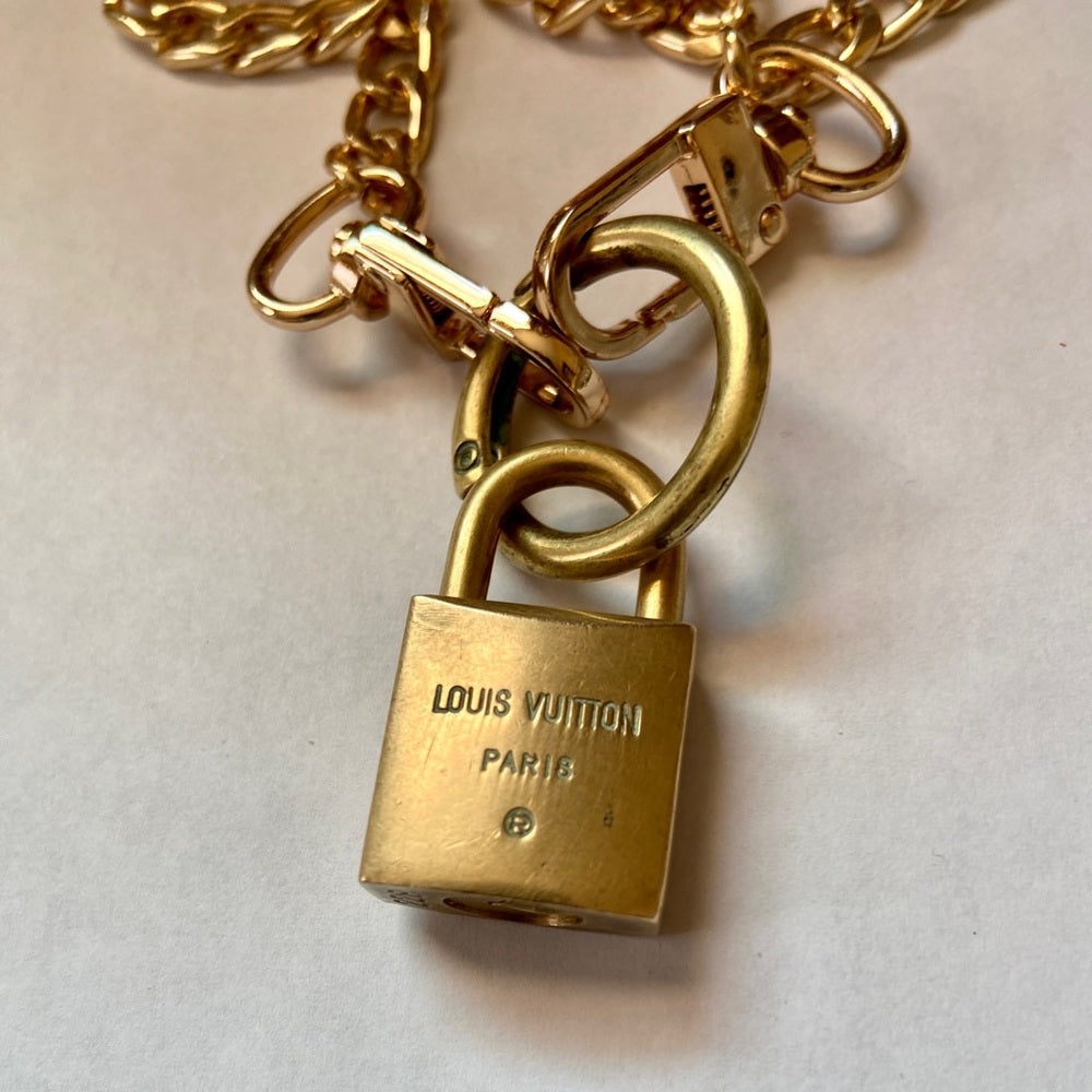 Vintage Louis Vuitton Padlock with 18-in Gold Chain