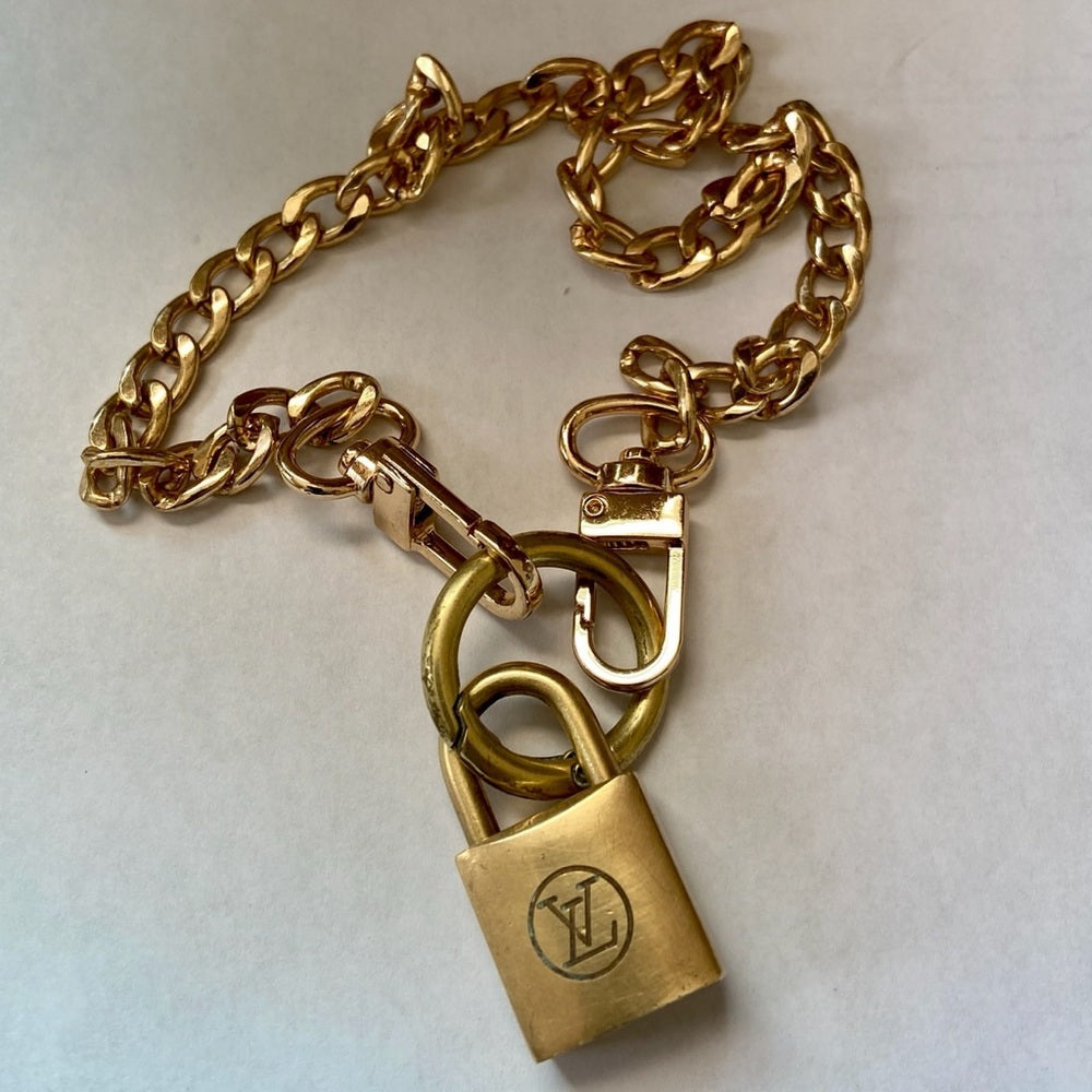 Vintage Louis Vuitton Padlock with 18-in Gold Chain