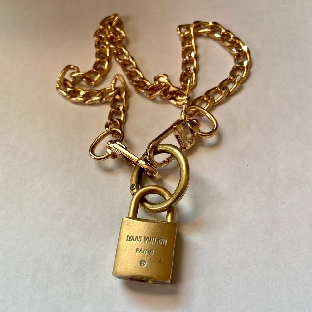 Vintage Louis Vuitton Padlock with 18-in Gold Chain