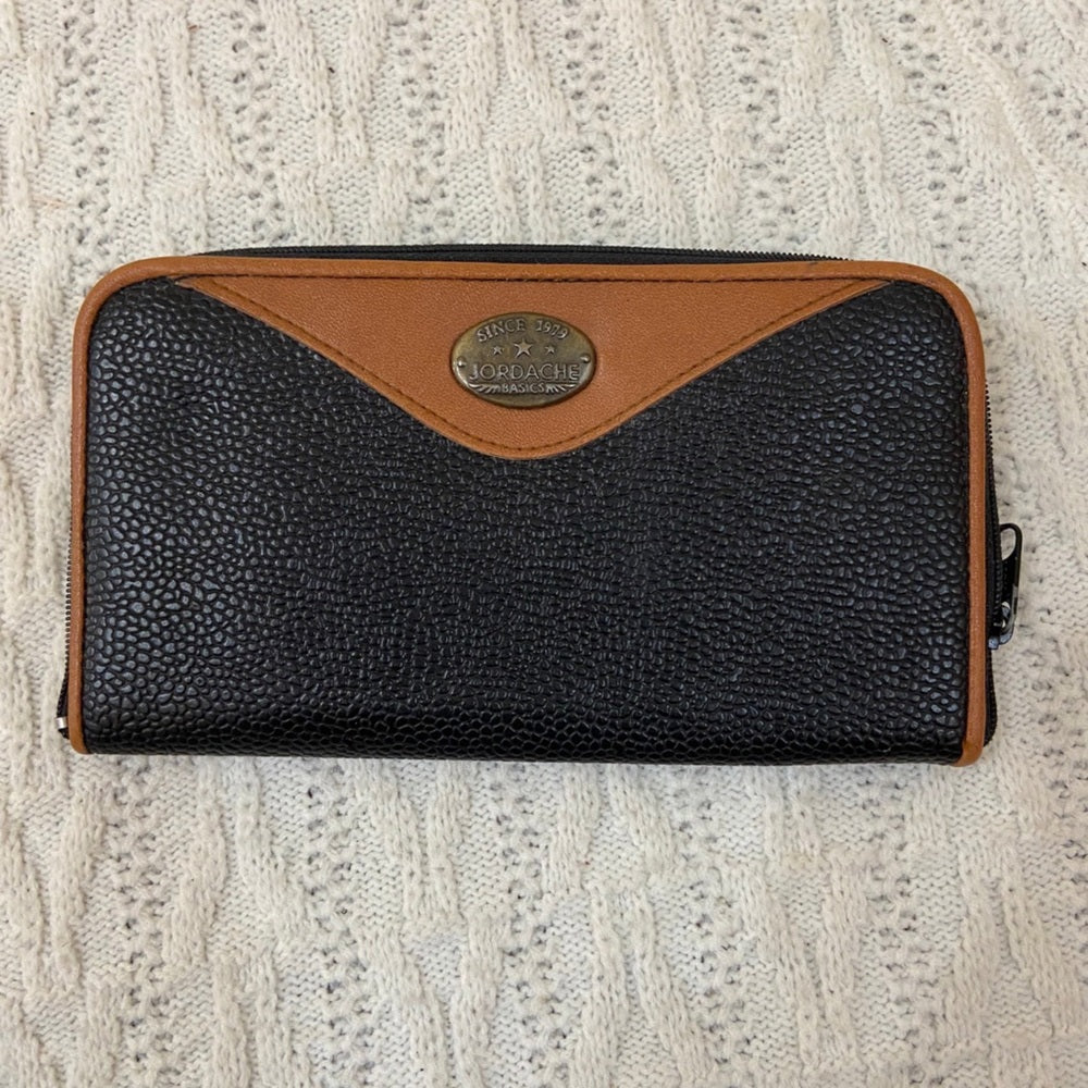 Vintage Jordache, Black Leather Zippy Wallet