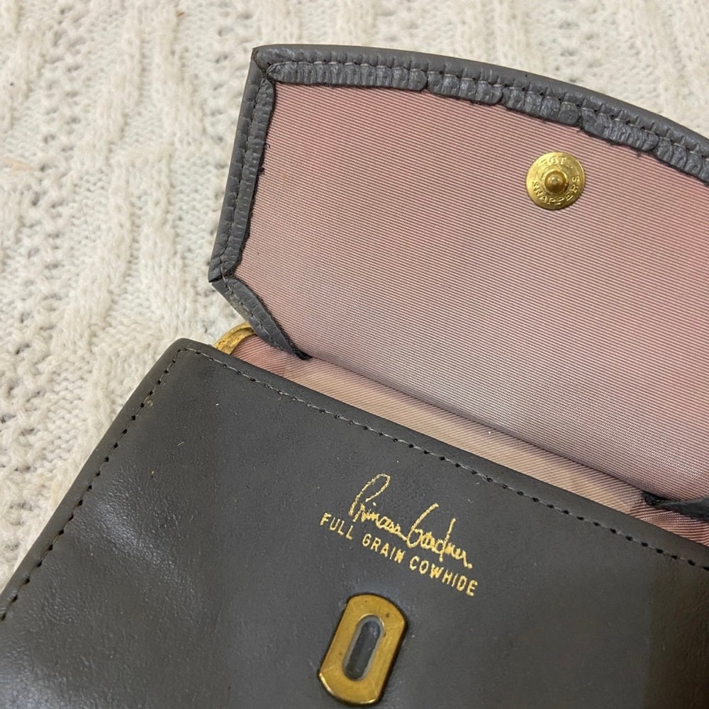 Vintage, Princess Gardner, Gray Genuine Leather Compact Wallet