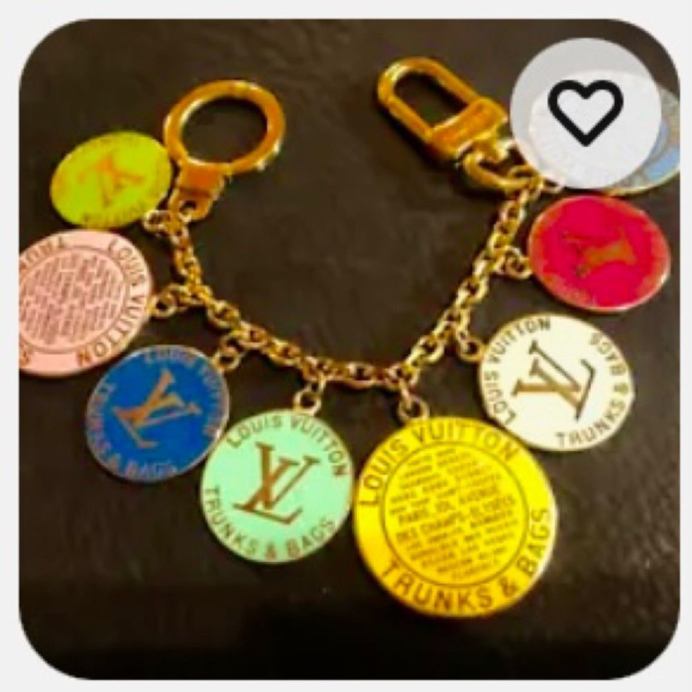 Louis Vuitton Luggage Strap-Bracelet with Aqua Blue Enamel LV Charm (S)