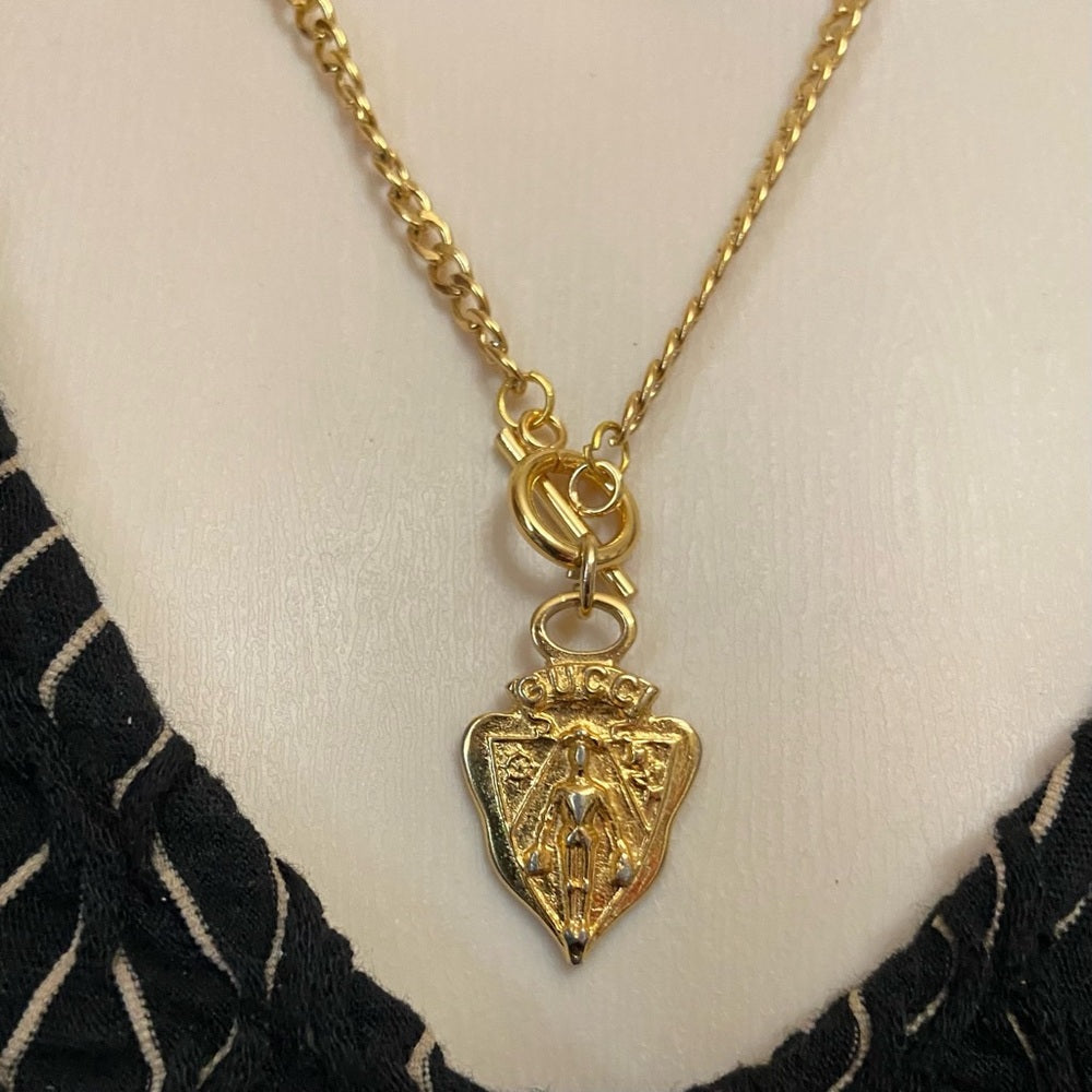 Vintage Authentic Gucci, 18in Gold Plated Charm Necklace