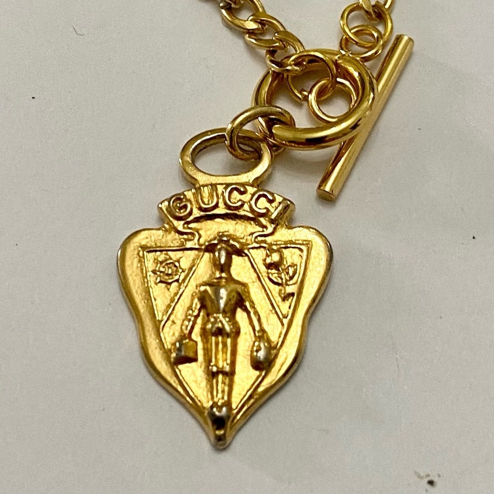 Vintage Authentic Gucci, 18in Gold Plated Charm Necklace