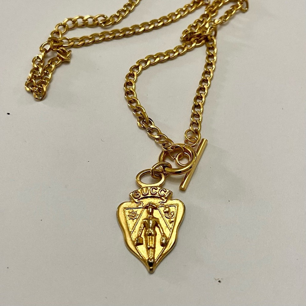 Vintage Authentic Gucci, 18in Gold Plated Charm Necklace