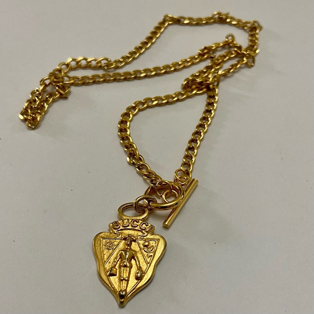Vintage Authentic Gucci, 18in Gold Plated Charm Necklace