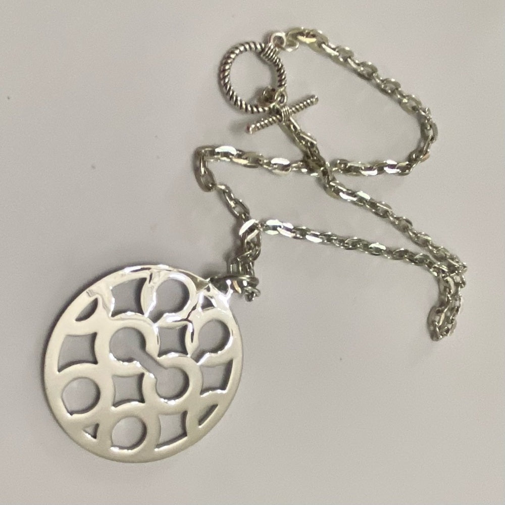 Vintage, Authentic Coach 18-inch Silver Plated Charm Pendant Necklace