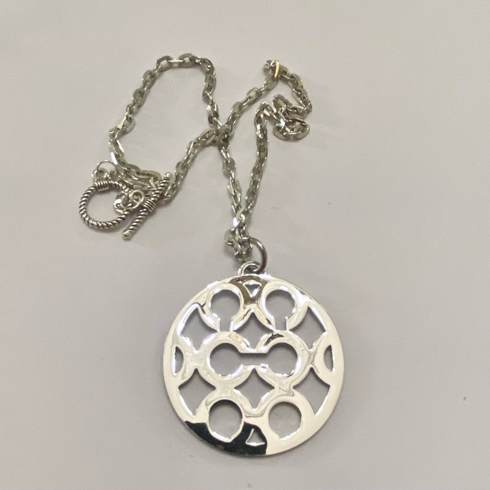 Vintage, Authentic Coach 18-inch Silver Plated Charm Pendant Necklace