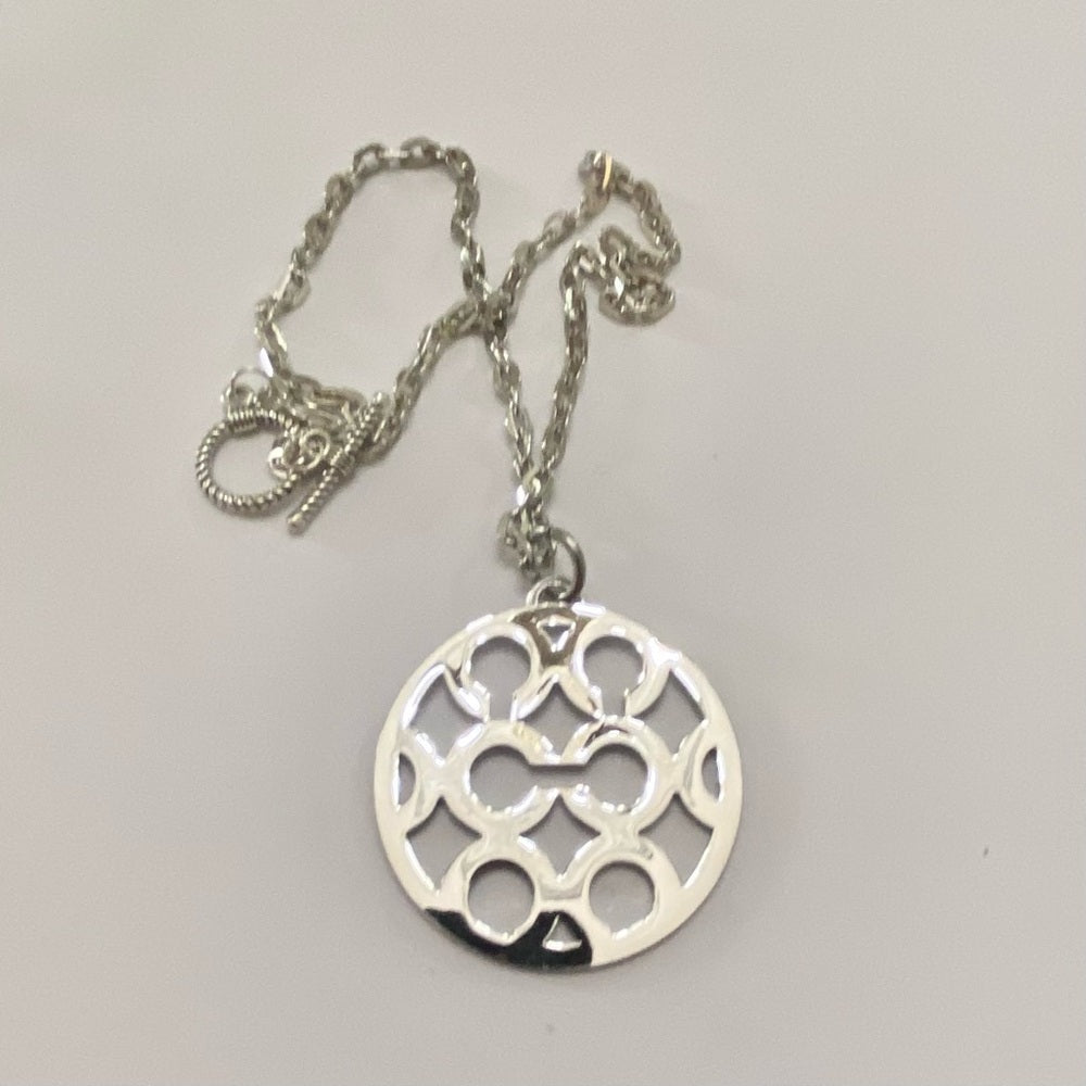 Vintage, Authentic Coach 18-inch Silver Plated Charm Pendant Necklace